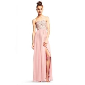 Aiden By Aiden Mattox Georgette Blush Beaded Bodice Gown Size 6
